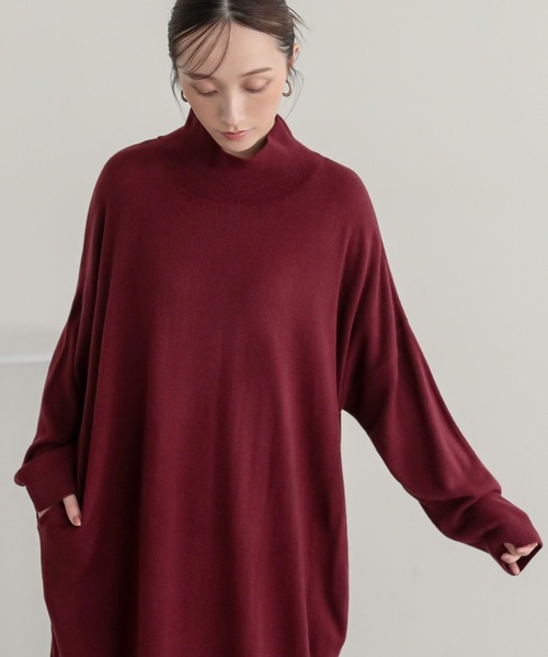 n'OrLABEL(ノアールレーベル)の「【帯電防止】カシミヤタッチニットワンピース(ワンピース・レディース・カーキ/ブラック/グレイッシュベージュ/ワイン・FREE)」の13枚目の写真