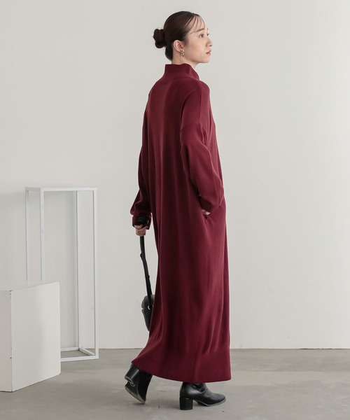 n'OrLABEL(ノアールレーベル)の「【帯電防止】カシミヤタッチニットワンピース(ワンピース・レディース・カーキ/ブラック/グレイッシュベージュ/ワイン・FREE)」の6枚目の写真