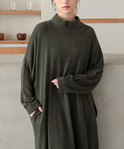 n'OrLABEL(ノアールレーベル)の「【帯電防止】カシミヤタッチニットワンピース(ワンピース・レディース・カーキ/ブラック/グレイッシュベージュ/ワイン・FREE)」の19枚目の写真