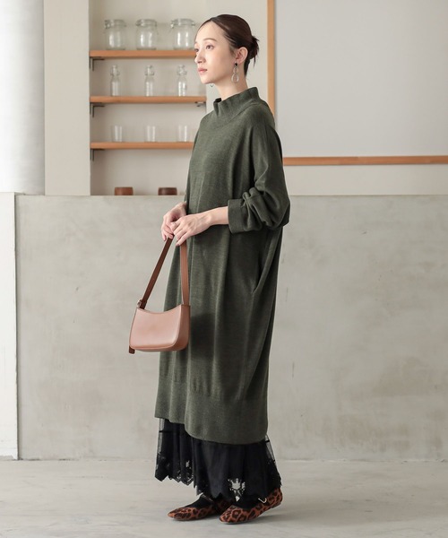 n'OrLABEL(ノアールレーベル)の「【帯電防止】カシミヤタッチニットワンピース(ワンピース・レディース・カーキ/ブラック/グレイッシュベージュ/ワイン・FREE)」の10枚目の写真