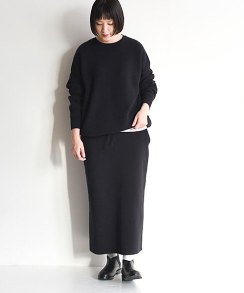 SOLAMONAT(ソラモナ)の「ウエハースニットスカート(スカート・レディース・ブラック/杢グレー/チャコールグレー・L/M)」の7枚目の写真