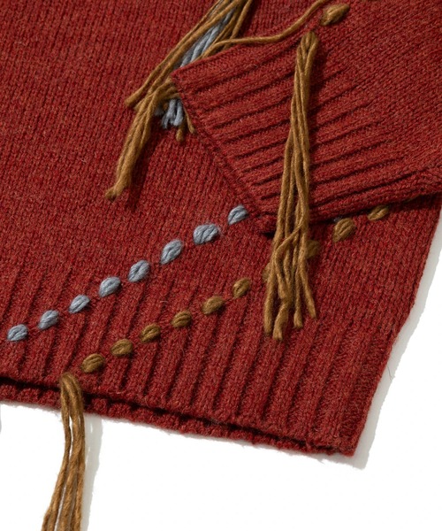 CUBE SUGAR（キューブシュガー）の「CUBE SUGAR/キューブシュガー　アンティークニット ハンドステッチPO（ニット/セーター・レディース・レッド/その他1・FREE）」の6枚目の写真