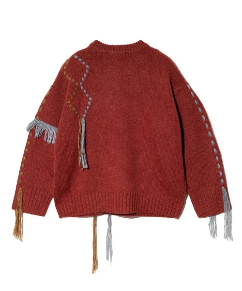 CUBE SUGAR（キューブシュガー）の「CUBE SUGAR/キューブシュガー　アンティークニット ハンドステッチPO（ニット/セーター・レディース・レッド/その他1・FREE）」の9枚目の写真