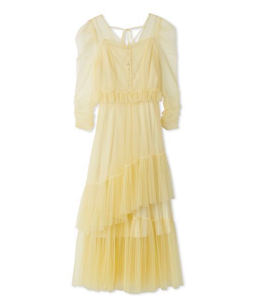 SNIDEL(スナイデル)の「Sustainableティアードチュールドレス(ドレス・レディース・グレー/ピンクベージュ/イエロー・0/1)」の7枚目の写真