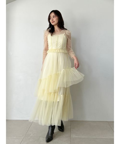 SNIDEL(スナイデル)の「Sustainableティアードチュールドレス(ドレス・レディース・グレー/ピンクベージュ/イエロー・0/1)」の15枚目の写真