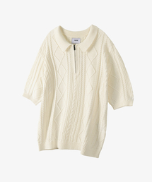 TOFFEE（トフィー）の「Fisherman Zip-Up Collar Half Knitwear (IVORY)（ニット/セーター）」