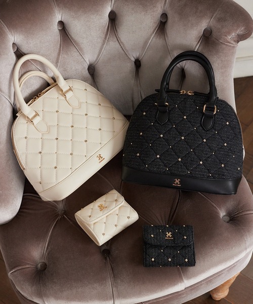 one after another NICE CLAUP（ワンアフターアナザーナイスクラップ）の「【ＨolidayCollection】ビジュースタッズ付きバッグ（ハンドバッグ・レディース・ブラック/ピンクベージュ/サックスブルー/アイボリー・FREE）」の19枚目の写真