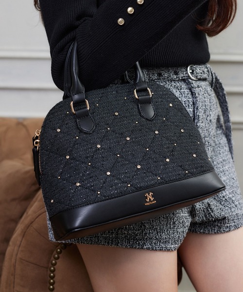 one after another NICE CLAUP（ワンアフターアナザーナイスクラップ）の「【ＨolidayCollection】ビジュースタッズ付きバッグ（ハンドバッグ・レディース・ブラック/ピンクベージュ/サックスブルー/アイボリー・FREE）」の21枚目の写真