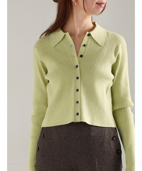 Te chichi（テチチ）の「ポロカラークロップトカーディガン（カーディガン/ボレロ・レディース・グレー/ブラック/グリーン・F）」の3枚目の写真