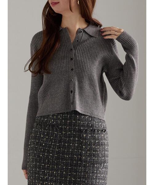 Te chichi（テチチ）の「ポロカラークロップトカーディガン（カーディガン/ボレロ・レディース・グレー/ブラック/グリーン・F）」の5枚目の写真