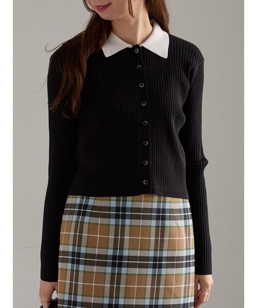 Te chichi（テチチ）の「ポロカラークロップトカーディガン（カーディガン/ボレロ・レディース・グレー/ブラック/グリーン・F）」の12枚目の写真