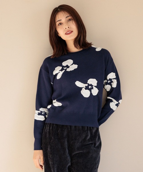 FOUND GOOD(ファウンドグッド)の「フクレフラワーニットPO(ニット/セーター・レディース・ベージュ/ネイビー/ブラック・L/M/S)」の1枚目の写真