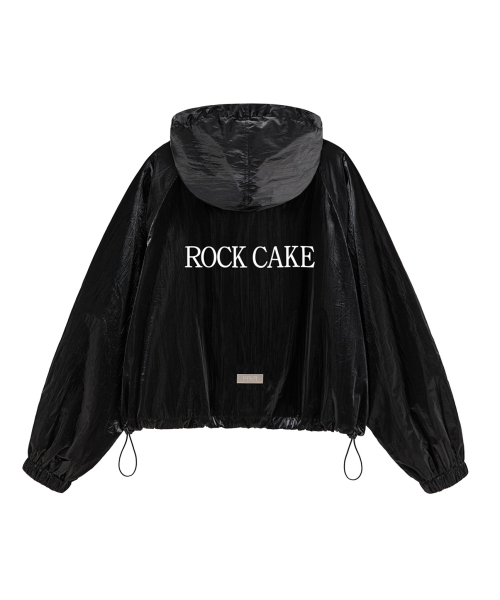 ROCKCAKE(ロックケーキ)の「Coated Crop Hoodie Jacket - Black(ナイロンジャケット・レディース・その他・SMALL)」の1枚目の写真