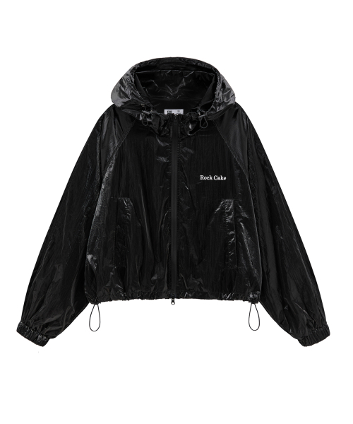 ROCKCAKE(ロックケーキ)の「Coated Crop Hoodie Jacket - Black(ナイロンジャケット・レディース・その他・SMALL)」の2枚目の写真