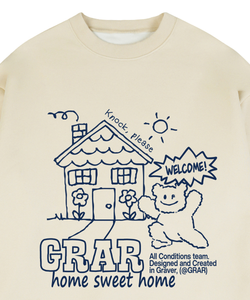 GRAVER（グレーバー）の「[ユニセックス]SWEET-HOME スウェット_クリーム（スウェット・レディース・クリーム・SMALL/MEDIUM/LARGE/X-LARGE）」の2枚目の写真