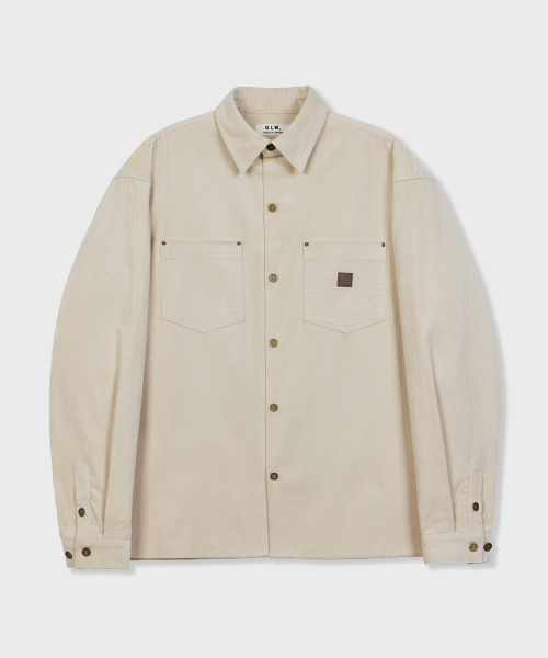 GLW(ジーエルダブリュ)の「レザーパッチコーデュロイシャツベージュ(シャツ/ブラウス・レディース・その他・LARGE/SMALL/MEDIUM)」の5枚目の写真