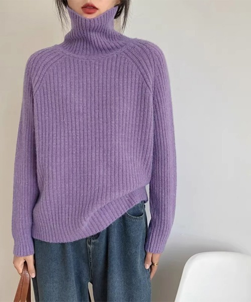 セール】厚手リブ編みハイネックニット（ニット/セーター）｜Doux