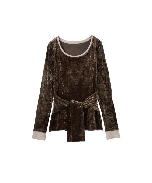 Knuth Marf（クヌースマーフ）の「2way front-cross velour top（Tシャツ/カットソー・レディース・ブラック/カーキ/ブラウン・FREE）」の3枚目の写真