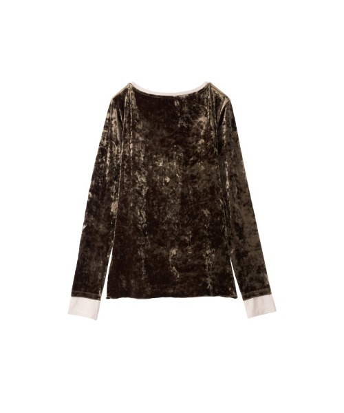 Knuth Marf（クヌースマーフ）の「2way front-cross velour top（Tシャツ/カットソー・レディース・ブラック/カーキ/ブラウン・FREE）」の4枚目の写真