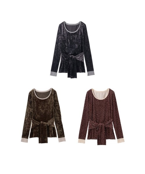 Knuth Marf（クヌースマーフ）の「2way front-cross velour top（Tシャツ/カットソー・レディース・ブラック/カーキ/ブラウン・FREE）」の8枚目の写真