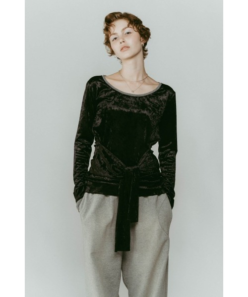 Knuth Marf（クヌースマーフ）の「2way front-cross velour top（Tシャツ/カットソー・レディース・ブラック/カーキ/ブラウン・FREE）」の11枚目の写真
