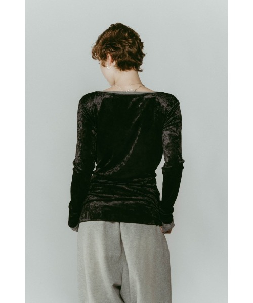Knuth Marf（クヌースマーフ）の「2way front-cross velour top（Tシャツ/カットソー・レディース・ブラック/カーキ/ブラウン・FREE）」の12枚目の写真