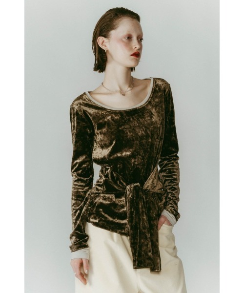 Knuth Marf（クヌースマーフ）の「2way front-cross velour top（Tシャツ/カットソー・レディース・ブラック/カーキ/ブラウン・FREE）」の17枚目の写真