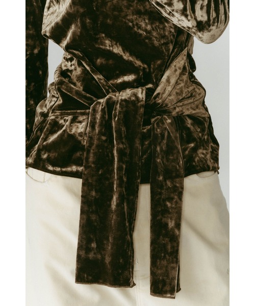 Knuth Marf（クヌースマーフ）の「2way front-cross velour top（Tシャツ/カットソー・レディース・ブラック/カーキ/ブラウン・FREE）」の19枚目の写真