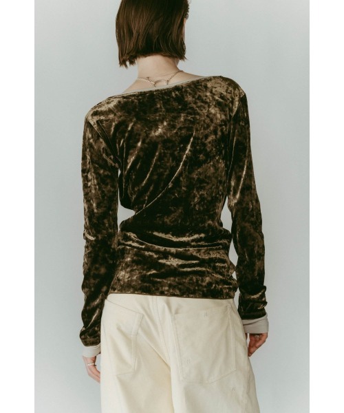 Knuth Marf（クヌースマーフ）の「2way front-cross velour top（Tシャツ/カットソー・レディース・ブラック/カーキ/ブラウン・FREE）」の22枚目の写真