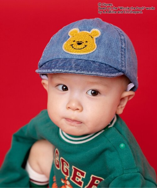 Disney（ディズニー）の「ディズニーキャラクター くまのプーさん/キャップ（キャップ・キッズ・ベージュ/インディゴブルー・46/48）」の2枚目の写真