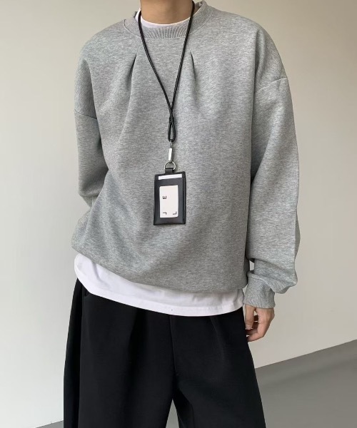 CREARE -LINO-(クレアーレリノ)の「タックオーバースウェット(スウェット・メンズ・グレー/ネイビー・FREE)」の2枚目の写真