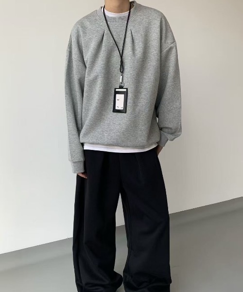 CREARE -LINO-(クレアーレリノ)の「タックオーバースウェット(スウェット・メンズ・グレー/ネイビー・FREE)」の3枚目の写真