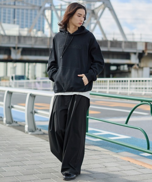 WEGO（ウィゴー）の「WEGO/エンボスステッチロゴプルパーカー（パーカー・メンズ・アッシュグレー/ピンク/ブラック・LARGE/MEDIUM）」の16枚目の写真