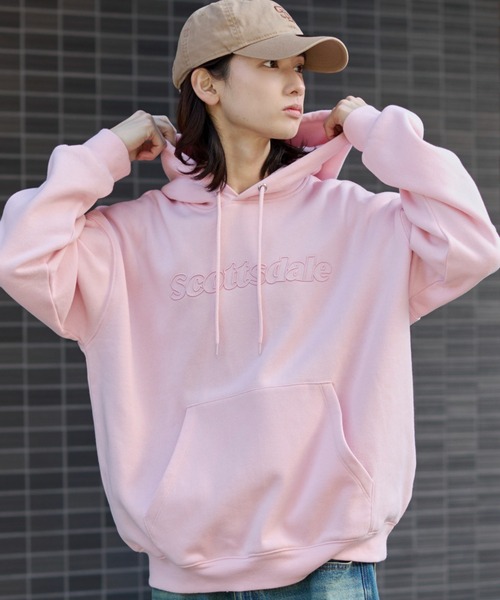 WEGO/【25年秋冬新作】エンボスステッチロゴプルパーカー（パーカー