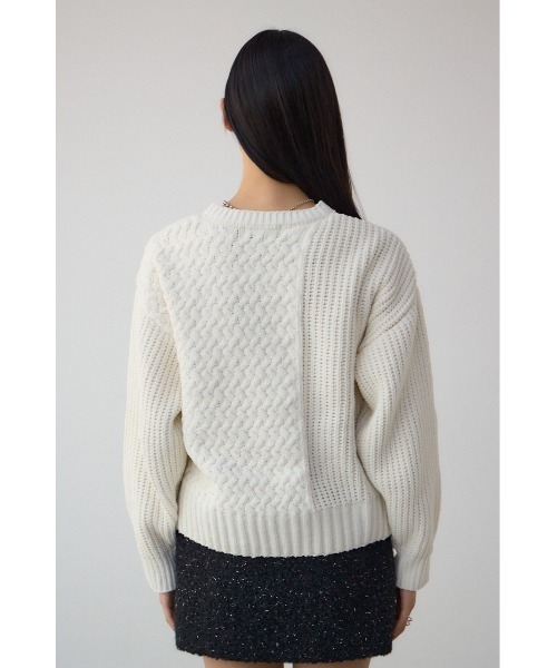 AZUL by moussy(アズールバイマウジー)の「サイドレースアップケーブルニット(ニット/セーター・レディース・チャコールグレー/ライトカーキ/アイボリー/ライトイエロー・FREE)」の11枚目の写真