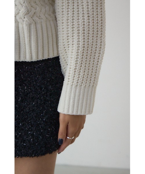 AZUL by moussy(アズールバイマウジー)の「サイドレースアップケーブルニット(ニット/セーター・レディース・チャコールグレー/ライトカーキ/アイボリー/ライトイエロー・FREE)」の14枚目の写真