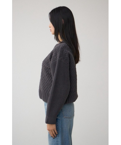 AZUL by moussy(アズールバイマウジー)の「サイドレースアップケーブルニット(ニット/セーター・レディース・チャコールグレー/ライトカーキ/アイボリー/ライトイエロー・FREE)」の21枚目の写真
