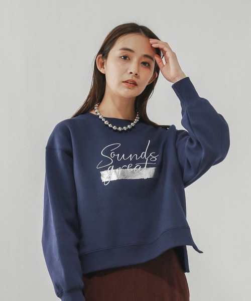 GLOBAL WORK(グローバルワーク)の「やわらか裏起毛プリントプルオーバー/580976(スウェット・レディース・オフホワイト/ダークグレー/ピンク/ネイビー/ライトグレー/ブラウン系その他6・REGULAR/SHORT/LONG)」の5枚目の写真