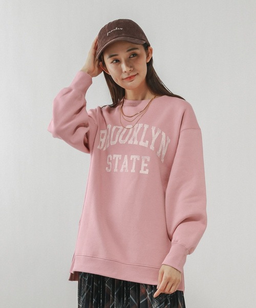 GLOBAL WORK(グローバルワーク)の「やわらか裏起毛プリントプルオーバー/580976(スウェット・レディース・オフホワイト/ダークグレー/ピンク/ネイビー/ライトグレー/ブラウン系その他6・REGULAR/SHORT/LONG)」の8枚目の写真