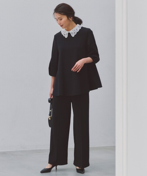 UNFILO(アンフィーロ)の「【ウエストゴム/美シルエット/15サイズ展開】BEAUTY MOVE ワイドストレートパンツ(その他パンツ・レディース・ホワイト系/ブラック系/ライトグレー系/ネイビー系・X-SMALL/XX-SMALL/SMALL/SS/LT/LARGE/LS/L/MT/MEDIUM/MS/ST)」の2枚目の写真