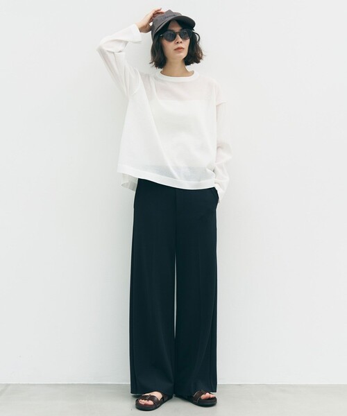 UNFILO(アンフィーロ)の「【ウエストゴム/美シルエット/15サイズ展開】BEAUTY MOVE ワイドストレートパンツ(その他パンツ・レディース・ホワイト系/ブラック系/ライトグレー系/ネイビー系・X-SMALL/XX-SMALL/SMALL/SS/LT/LARGE/LS/L/MT/MEDIUM/MS/ST)」の6枚目の写真