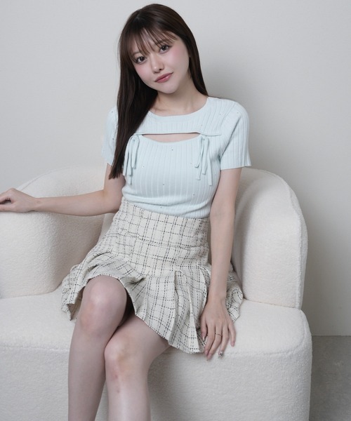 LIPSERVICE（リップサービス）の「ツイードプリーツスカート（スカート・レディース・ピンク/アイボリー/グレー/ホワイト・S/M）」の7枚目の写真