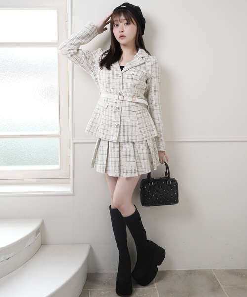 LIPSERVICE（リップサービス）の「ツイードプリーツスカート（スカート・レディース・ピンク/アイボリー/グレー/ホワイト・S/M）」の11枚目の写真