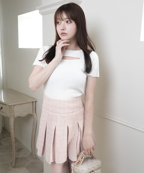 LIPSERVICE（リップサービス）の「ツイードプリーツスカート（スカート・レディース・ピンク/アイボリー/グレー/ホワイト・S/M）」の15枚目の写真