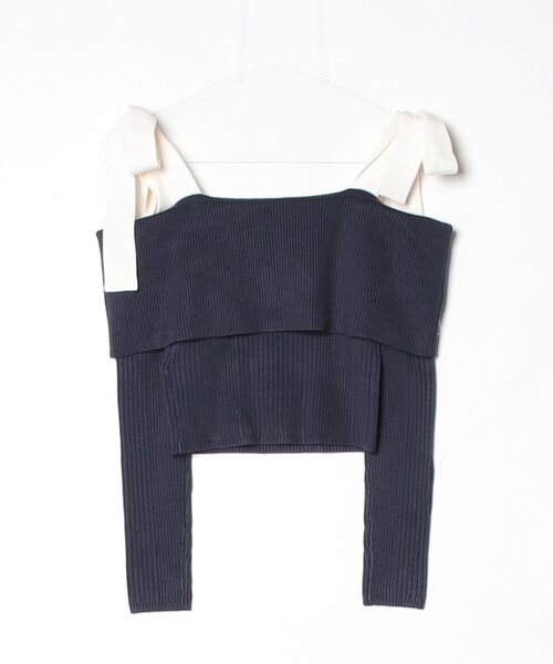 Guess（ゲス）の「Long Sleeves Off Shoulder Rib Terra Sweater ニットトップス  （Tシャツ/カットソー・レディース・ダークネイビー・X-SMALL/LARGE/SMALL/MEDIUM）」の7枚目の写真