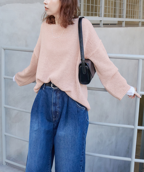 JOURNAL STANDARD（ジャーナルスタンダード）の「《追加》テープヤーンDROPプルオーバー（ニット/セーター・レディース・ピンク/ホワイト/ブラック系その他・FREE）」の5枚目の写真