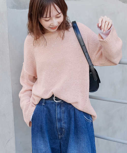 JOURNAL STANDARD（ジャーナルスタンダード）の「《追加》テープヤーンDROPプルオーバー（ニット/セーター・レディース・ピンク/ホワイト/ブラック系その他・FREE）」の6枚目の写真