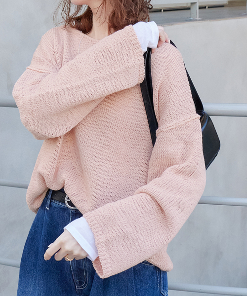 JOURNAL STANDARD（ジャーナルスタンダード）の「《追加》テープヤーンDROPプルオーバー（ニット/セーター・レディース・ピンク/ホワイト/ブラック系その他・FREE）」の8枚目の写真