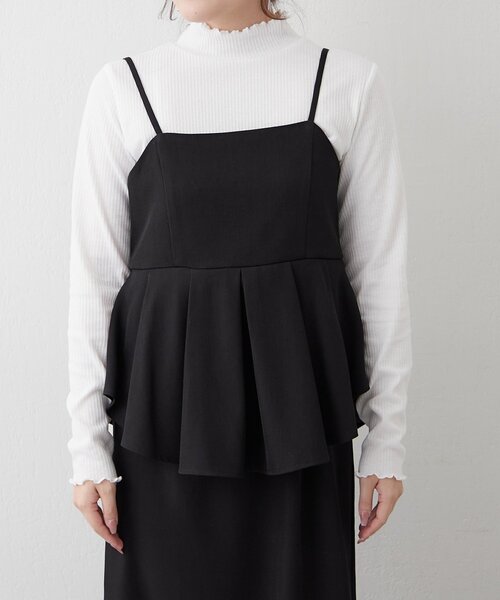 Remind me and forever（リマインドミーアンドフォーエバー）の「【ハレの日にも♪】【2枚SET】テレコインナー＆ペプラムキャミワンピース（ワンピース・レディース・グレイッシュベージュ/ブラック・FREE）」の21枚目の写真