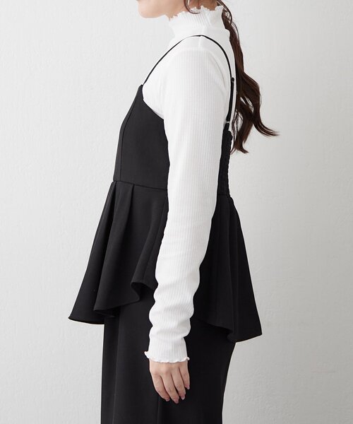 Remind me and forever（リマインドミーアンドフォーエバー）の「【ハレの日にも♪】【2枚SET】テレコインナー＆ペプラムキャミワンピース（ワンピース・レディース・グレイッシュベージュ/ブラック・FREE）」の22枚目の写真